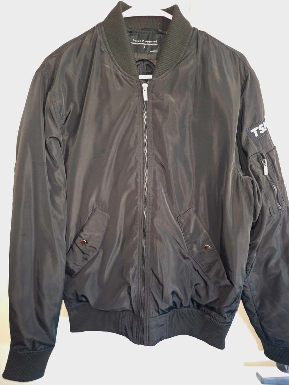 Fossa Apparel TSM Black Wingover Bomber Jacket Size S